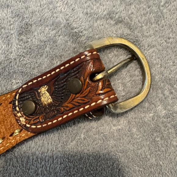 Cowhide Brown Western Style Belt Made in USA - Picture 5 of 7